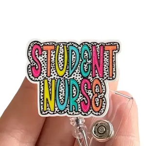 Glitter My Badge Student nurse  badge reel for nurse and hospital workers. Badge clip Badge pull - Retractable swivel clip with a 360 rotation. Great gift for coworker. Healthcare