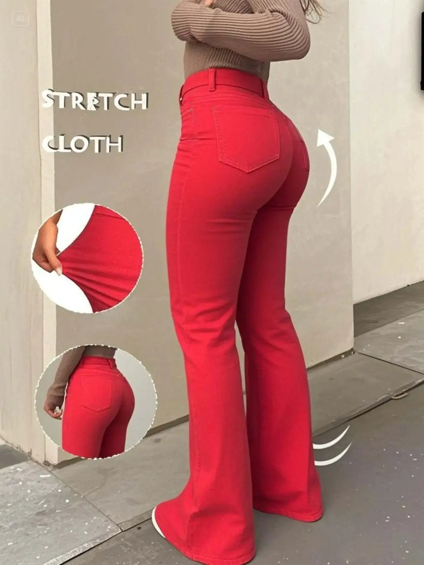 Women's High Waist Flare Jeans Elastic Fitted Bootleg Y2K Street Vintage Casual 2026