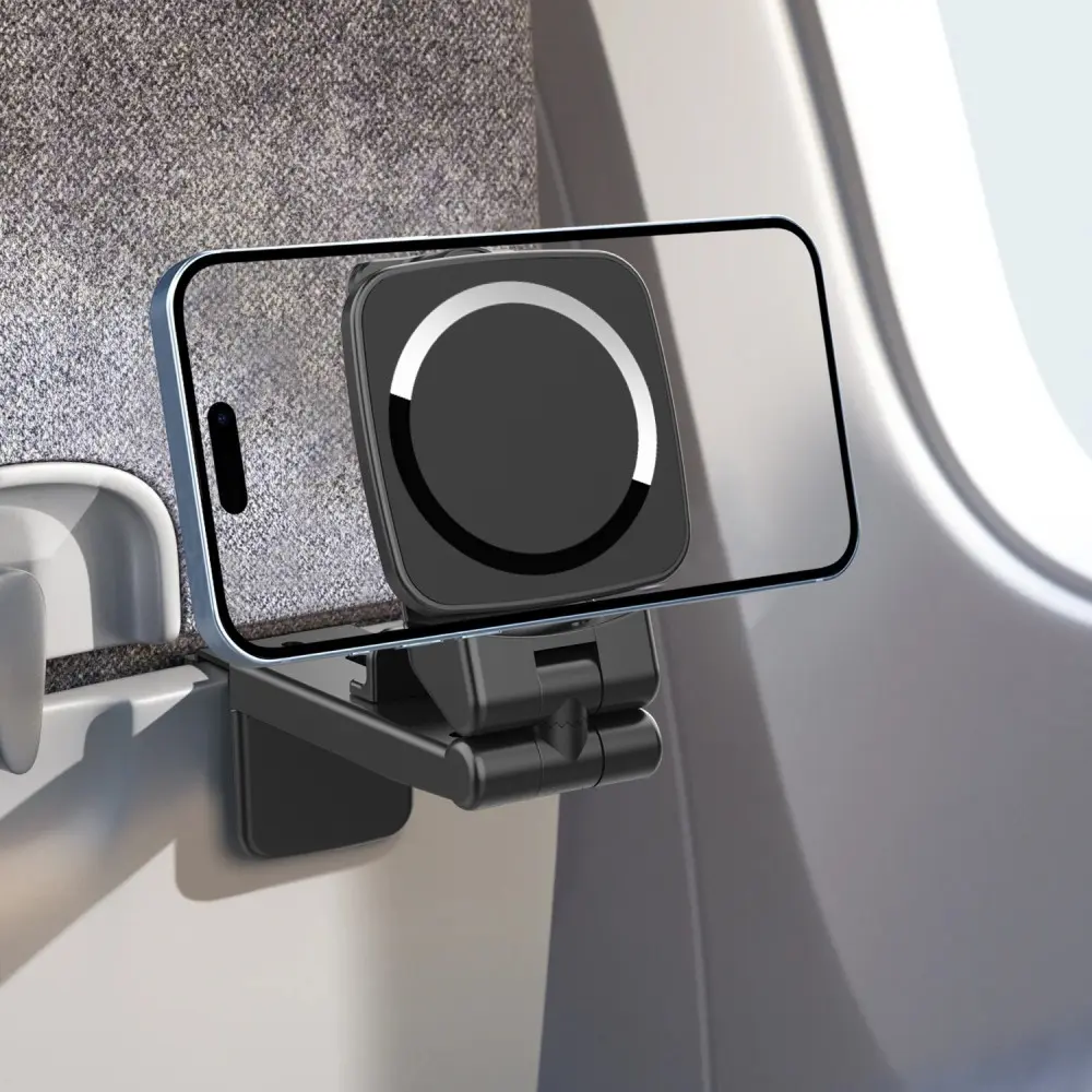 MagSafe Magnetic Holder Mount - Aluminum Alloy + ABS, 360° Rotate, Space-Saving Compact Handsfree Stand, Portable Airplane Essential, Secure Fit, Versatile Viewing, Compatible with 4-10.5" Phones & Tablets (Mobile Phone Accessories)