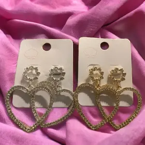 Blinged Hoop Heart Shaped Earrings