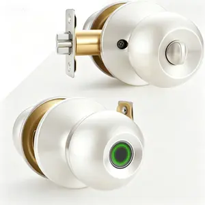 Biometric Door Lock, Keyless Entry with Auto Lock, Rechargeable Thumbprint Door Knob, Passage Mode, Fingerprint Door Handle for Bedroom, Office, Apartment, Front Door