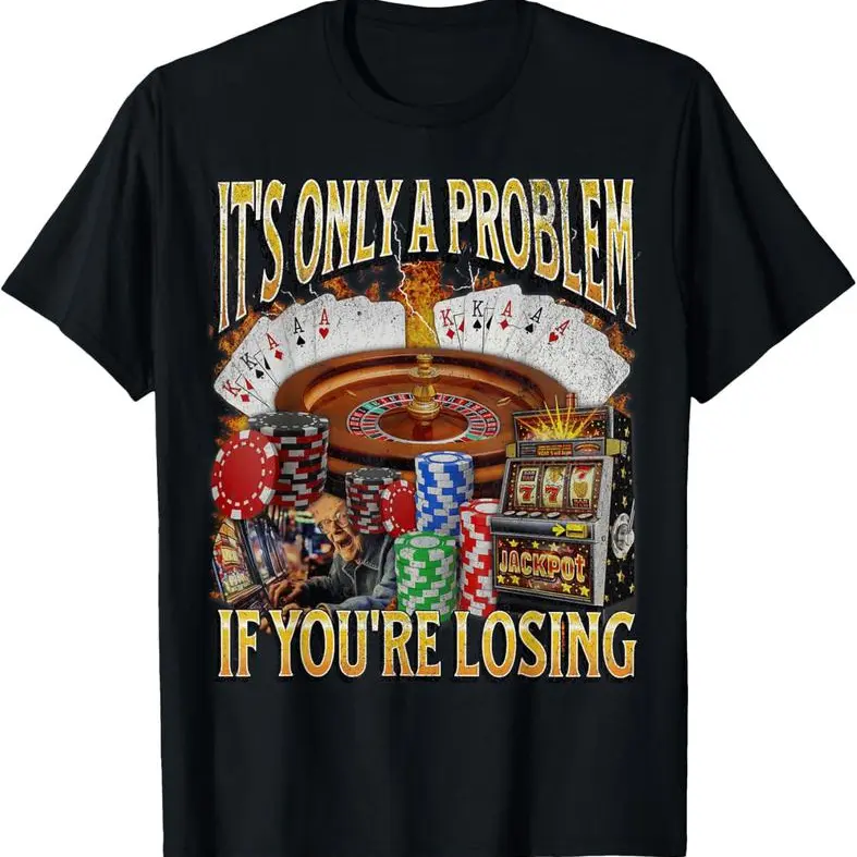 Men's Classic Cotton Short-Sleeve T-Shirt - Soft, Fade-Resistant, Casual Fit, Graphic Funny Gambling Digital Print, All Seasons Menswear Top, Ideal Novelty Gift