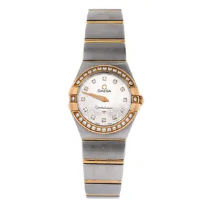 Pre-owned Omega Constellation Quartz Watch Stainless Steel and Rose Gold with Diamond Bezel and Markers 30 by Rebag
