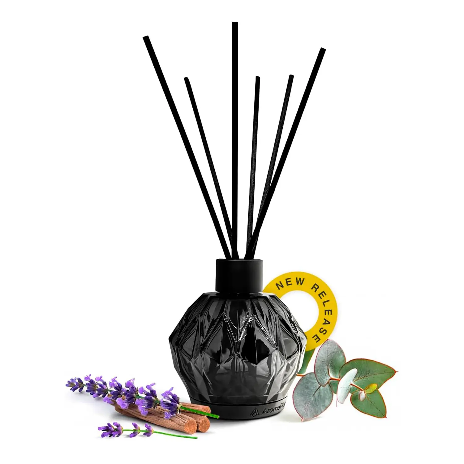 AromaPlan Minty Eucalyptus Scented Reed Diffuser Set - Glass Bottle Home Fragrance Freshener for Room, Ideal Home Care Gift