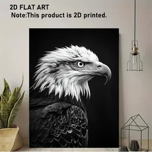 2D Flat, 1pc Modern Minimalist Vertical Bald Eagle Wall Art - Hook-Mounted Framed Canvas Suitable for Home Office Decor, Winter-Themed Hanging Decoration for Bedroom,, Dorm, Wedding Gift, with Wrap-Around Frame, 2D Flat	