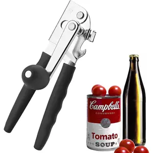 Commercial Can Opener, Manual Heavy Duty with Comfortable Extra-long Handles,  Knob, Large Handheld Can Opener Easy for Big Cans-Black