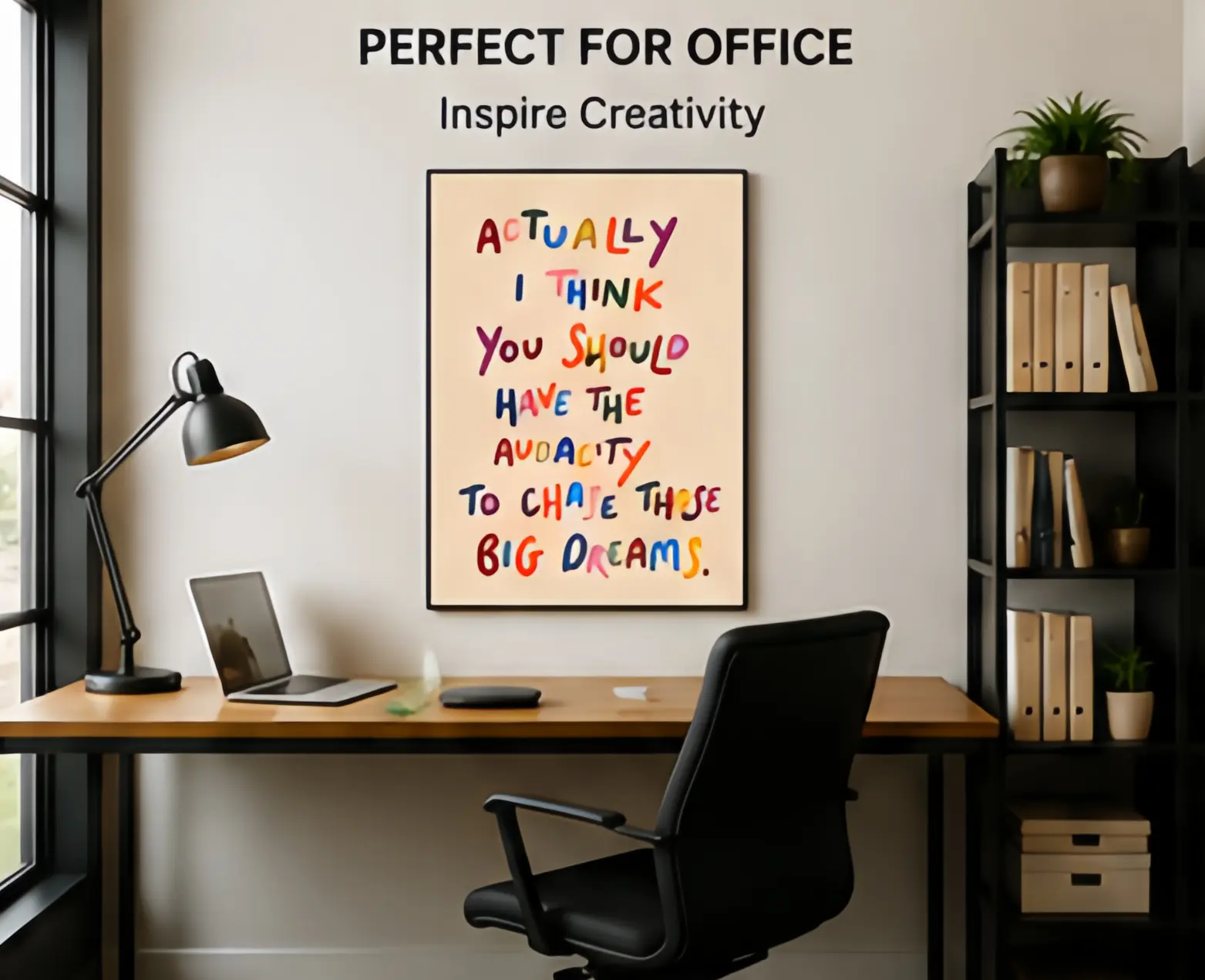 Positive Affirmation Wall Art 'Audacity To Chase Big Dreams' Canvas Print - Unframed - Home Decor for Bedroom, Living Room, and Corridor - Winter Decoration - Holiday Gift