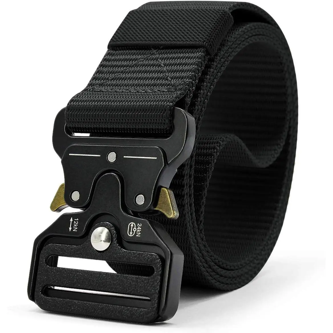 Men's Heavy Duty Tactical Belt, Military Style Nylon Webbing with 1-Second Quick Release Buckle and V-Ring, Breathable Fit, Male, V-Ring Attachment