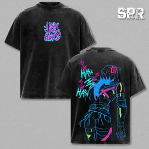 Powder - Arcane Graphic Tee Vintage Washed Shirt Unisex Streetwear Gaming Merch Zaun Powder Jinx Tee LOL T-Shirt Gift for Gaming Lovers LoL Fans