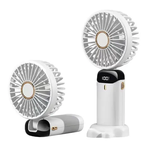 Hand Held Fan Portable, Personal Folding Travel Fan, 5 Speeds, 90° Ajustable Fan Portable Rechargeable with Base, Small Quiet Cooling Fan for Tents Traveling,Outdoor Travel