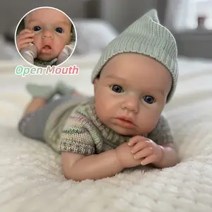 13 Inch Open Mouth Loulou Full Body Silicone Girl Dolls Hand Painted Skin Realistic Soft Touch Feelings Silicone Rebirth Doll Christmas Gifts For Children
