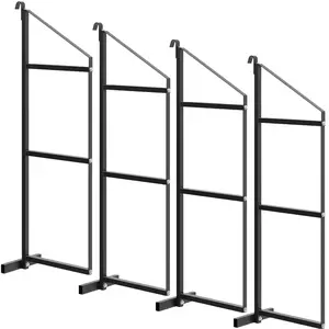 Garvee 4 Pack Shipping Container Shelving Bracket, 3-Tier Black Power Coated Steel Brackets, 22"x60", 1100LBS Hanging Type Cargo Containers Storage Rack for Heavy Tools/Equipment