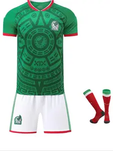 Mexico National Team Home Football Jersey Set, Football Uniform, Aztec Totem Print, Quick-Dry Breathable, Fan Viewing/training, 2 Piece Kit