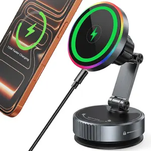 for MagSafe Car Mount Charger, W Wireless Car Charger Mount, Vacuum Suction Cup Magnetic Car Phone Holder for iPhone & Android,° Adjustable Car Phone Mount for Dashboard & Windshield