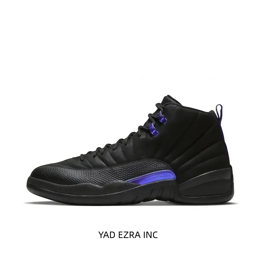 Premium textured leather high-top trainers with attractive black and purple colorway. This pair will greatly enrich your diverse casual street looks.
