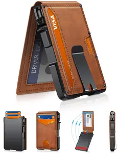 Minimalist Men’s Slim Wallet: 9 - 13 Cards, Money Clip, ID Window. RFID - Blocking, Aluminum Bifold Pop - Up SpringStatements wallet
