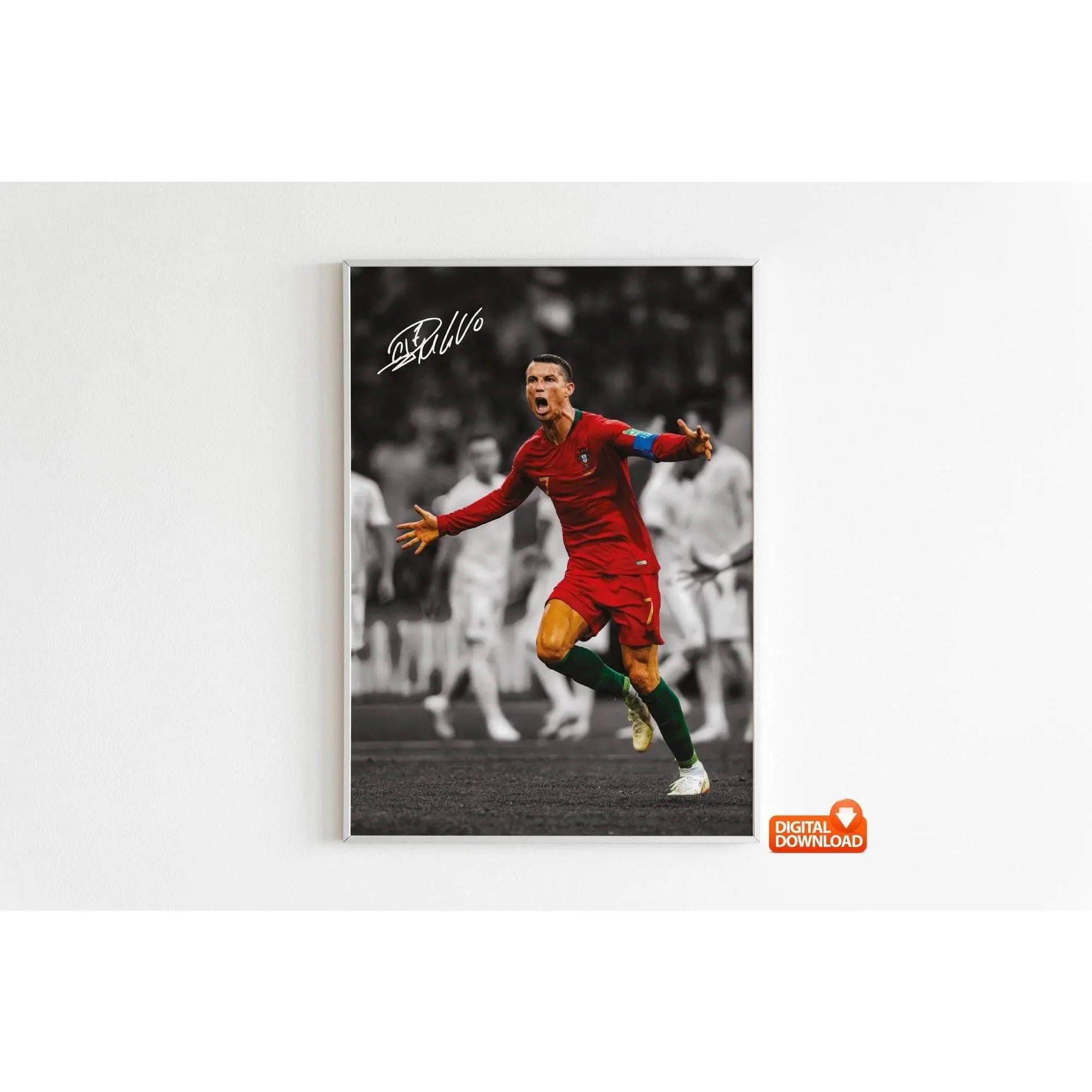 Cristiano Ronaldo Poster, Iconic Bicycle Kick, Soccer Legend Signed Football Poster ( Unframed - Print Only )