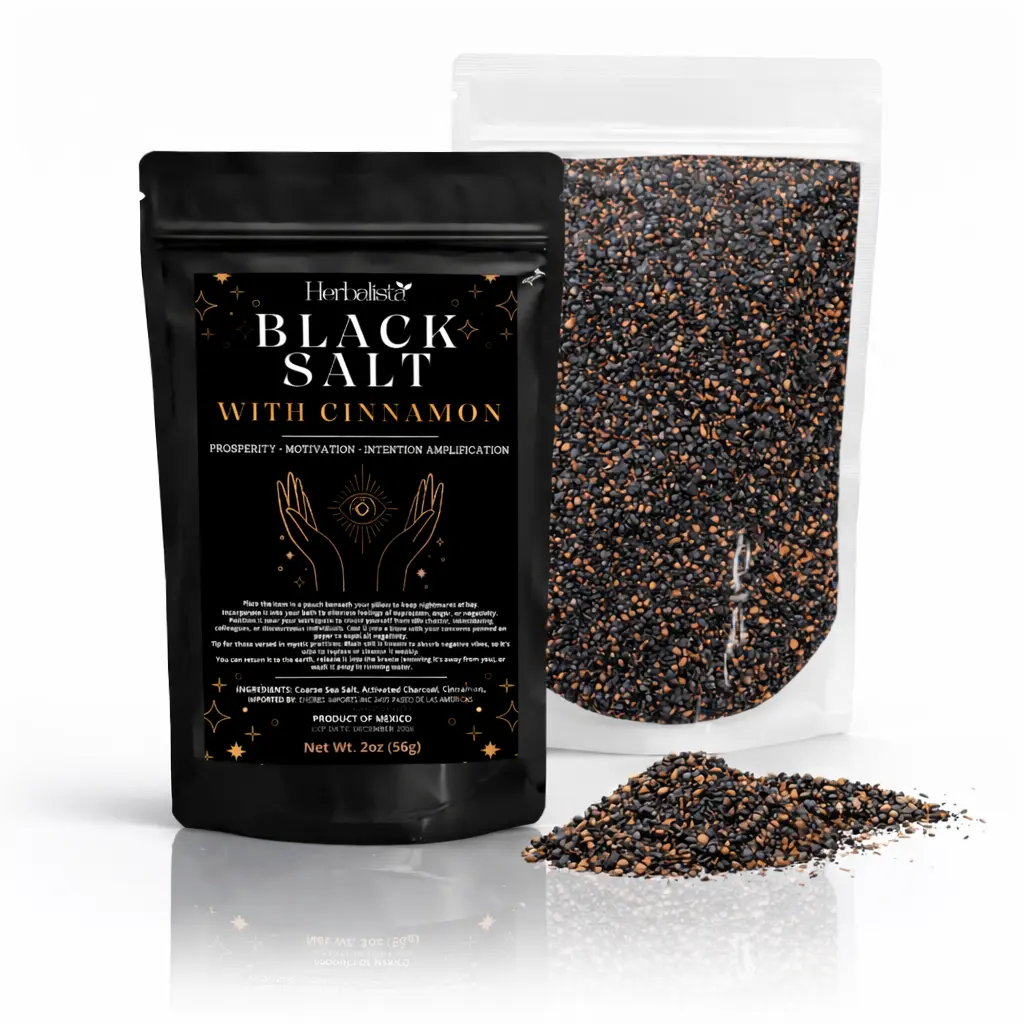 Herbalista Viral Cinnamon + Black Salt 2oz (56g) | Protection & Cleansing, Ritual & Spell Salt for Witchcraft and Wiccan Practices, Spiritual Purification.