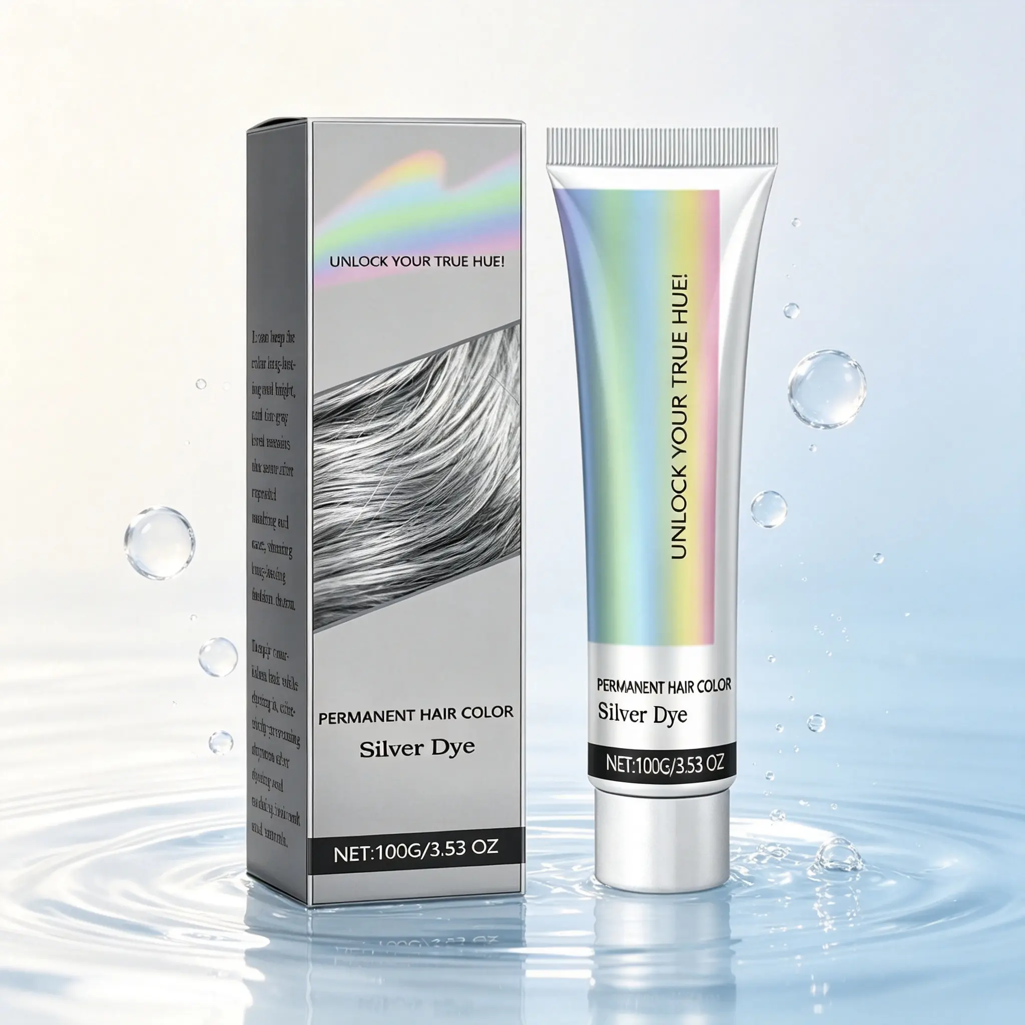 Silver Hair Color 100g – Long-Lasting At-Home Hair Dye for Silver Shades, Gentle Hair Color Cream
