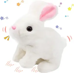 Easter Hopping Bunny Rabbit Interactive Electronic Pet Plush Bunny Toy with Sounds & Movements Walking Wiggle Ears Twitch Nose, Perfect Gift for Toddlers Kids Birthday