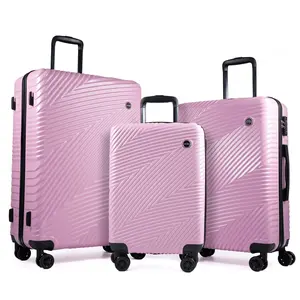 Luggage 3 Piece Set,Suitcase Set with Spinner Wheels Hardside Lightweight Luggage 20in24in28in.(Pink)