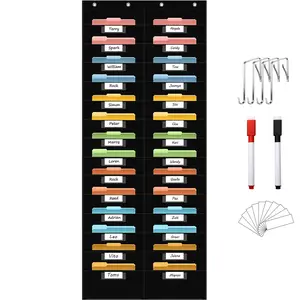 Hanging Wall File Organizer with Name tag Pockets, File Storage Pocket Chart for Classroom and Office Use. Keeps Assignments, Scrapbooks, and Papers Neatly Organized.