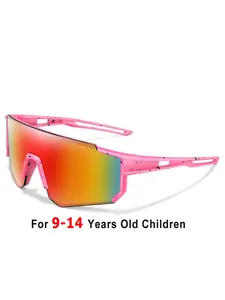 Kids Fashion Casual Sunglasses 9-14 Years, Outdoor Sports Glasses, Unisex Baseball Glasses, Color Mirrored Lenses, Windproof, All Seasons