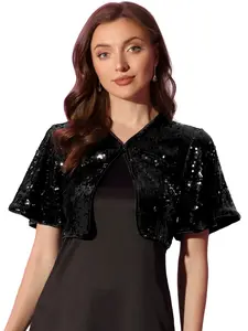 INSPIRE CHIC Sequin Jacket Sparkly Bolero Crop Glitter Shrug