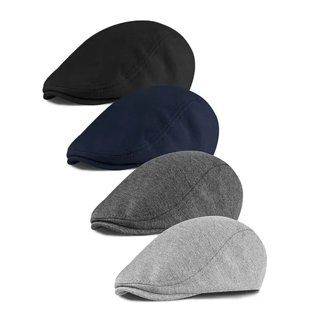 Set of 4 Men Cotton Newsboy Cap Soft Fit Cabbie Hat, Gatsby Cabbie Driving Hunting Cap Newsboy Flat Cap Irish Hats Ivy Hat