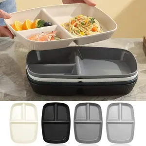 Unbreakable Divided Plates 10.5 Inch 4 count, Wheat Straw Plates,Portion Control Plate Adults, Microwave And Dishwasher Safe,  For Dinner Dishes Kitchen Picnic Party (Grey Series)