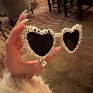 1pc Heart Sunglasses Bride Sunglasses Bride Heart Rhinestone Sunglasses, Pearl Sunglasses Bride, Bride To Be Sunglasses Rhinestone Wedding Accessories, Bridal Shower Bridal Shower Gift Engagement Gift Mrs Sunglasses Pearl Sunglasses Whit, Christmas, gifts