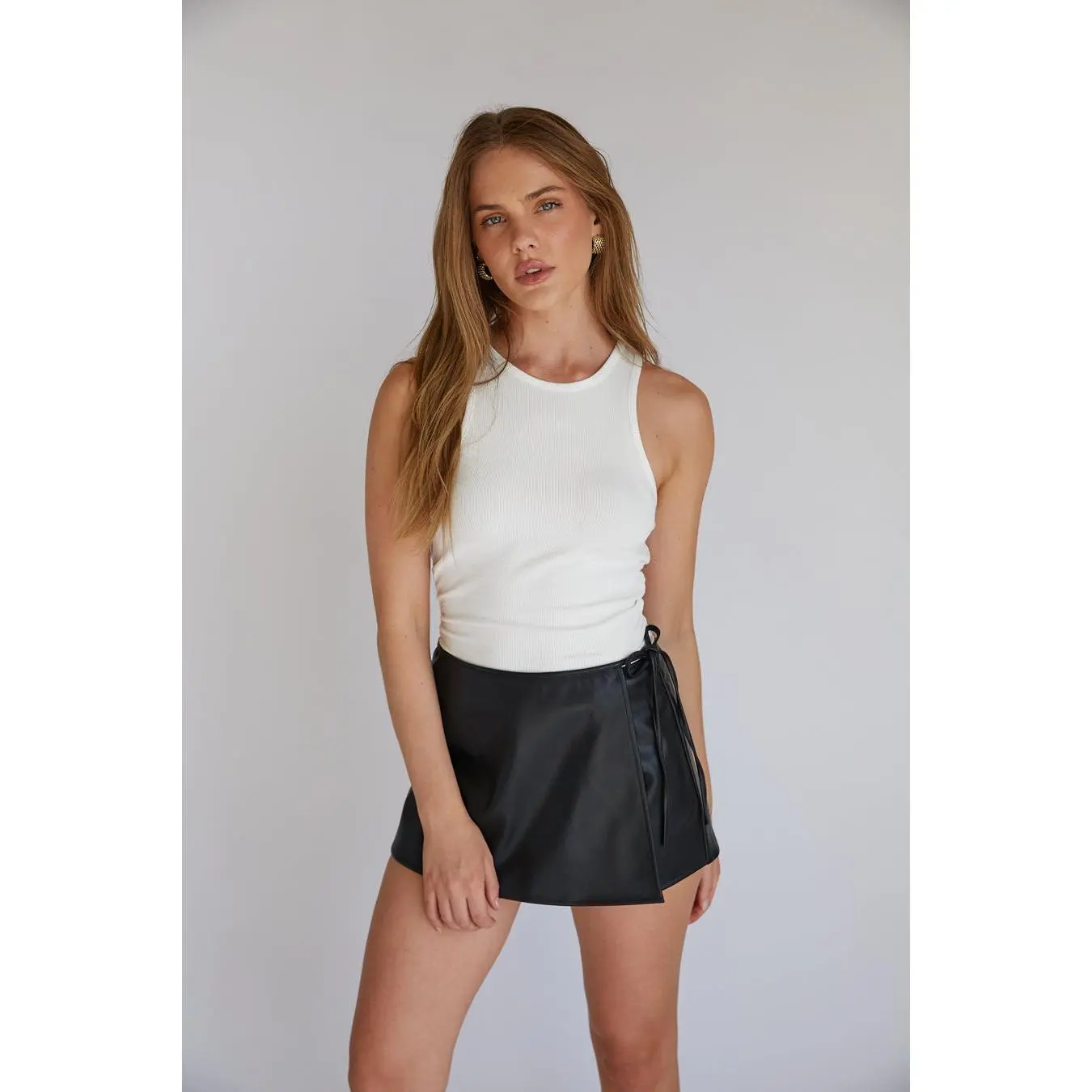 Lolita Faux Leather Wrap Skort