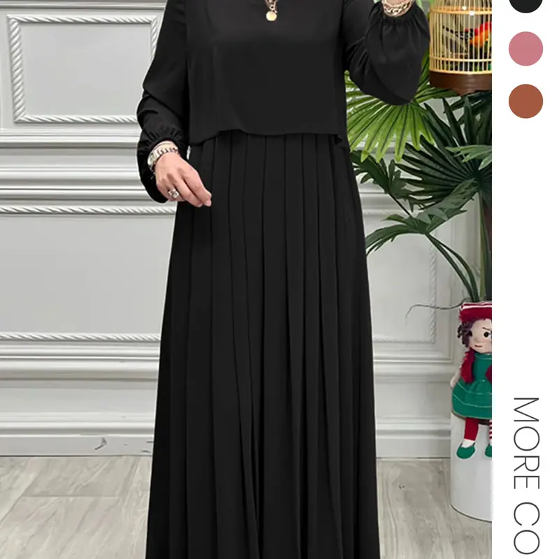 Women's Long Robe, Spring & Fall Fashion, Long Sleeve A-Line Dress, Modest Style Dress, Casual Wear for Middle Eastern Ladies, Hijabi Cute Dresses, Stylish and Comfortable, Modest Muslim Outfits, Modest Muslim Clothing