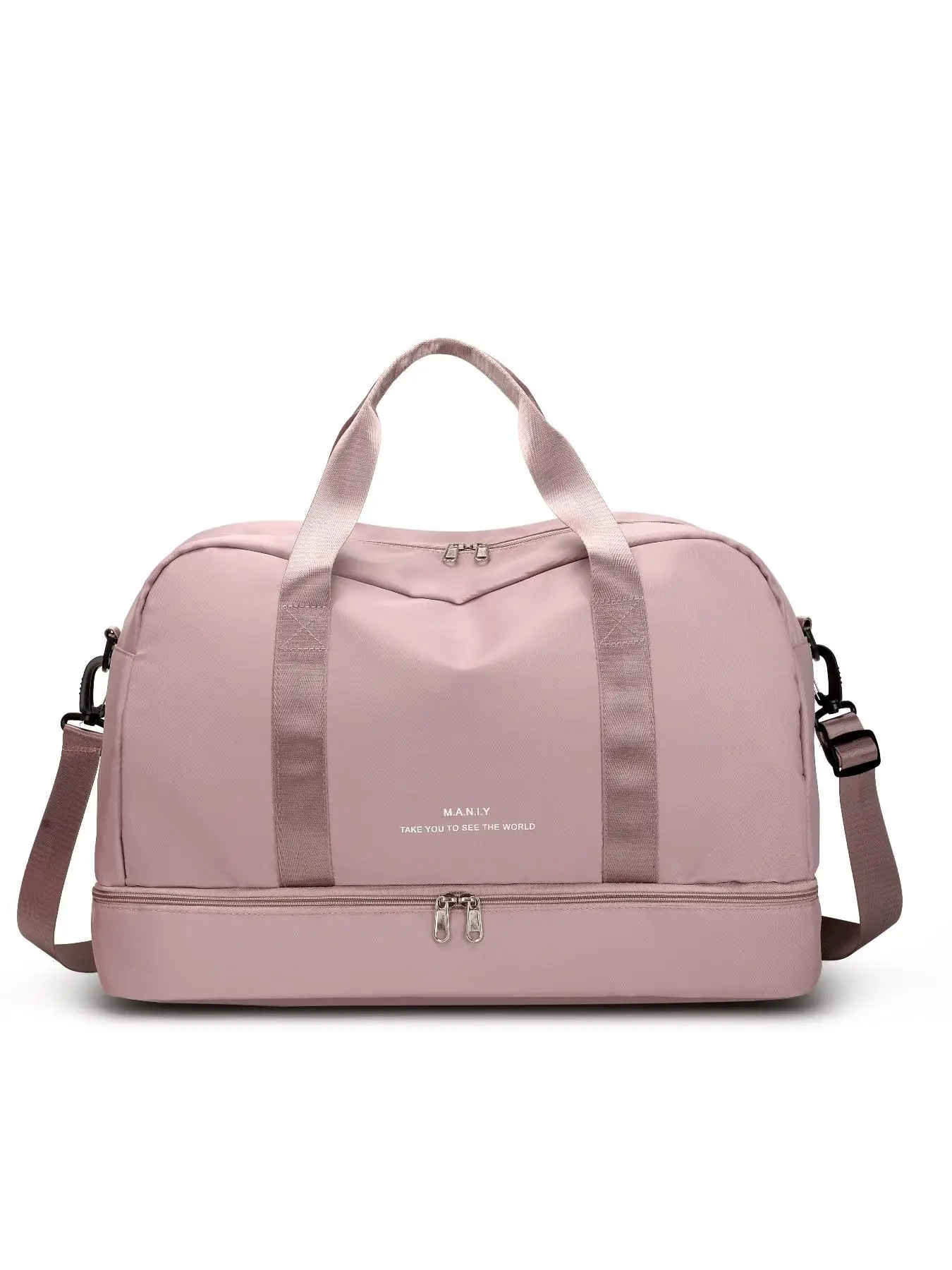 Simple Plain Large Capacity Luggage Organizer Travel Bag, Lightweight Nylon Waterproof Zipper Shoulder Bag, Casual Sports Fitness Tote Bag