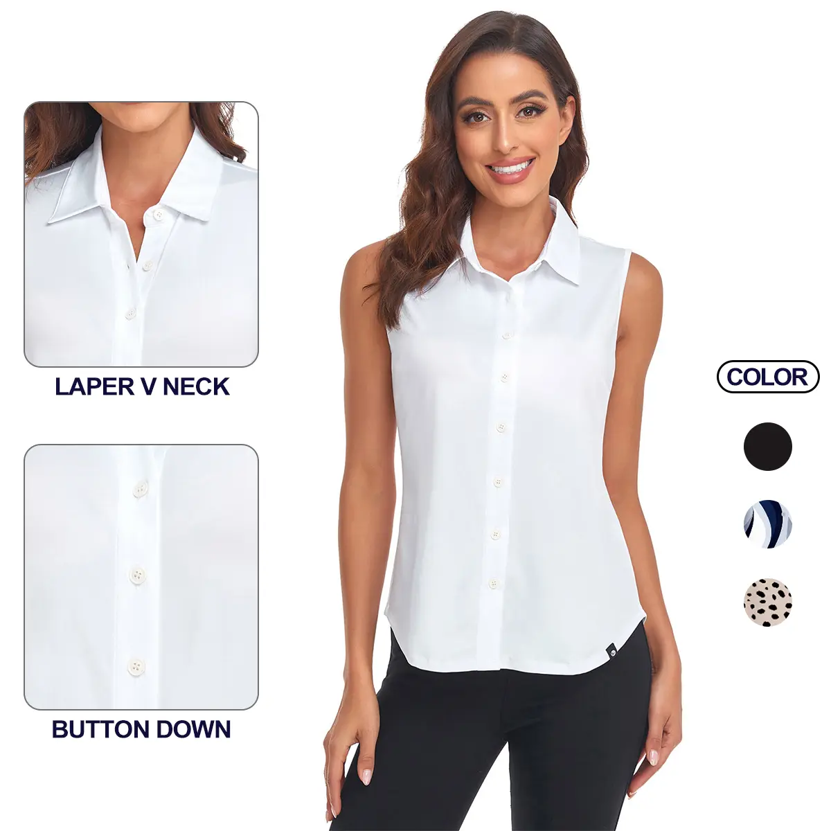 Soneven Women's Sleeveless Collared Floral Print Fitted Polo Shirt - Soft, Button-Front Athletic Wear with Sun Protection for Casual Work & Golf, Slimming Comfortable Blouse for Party