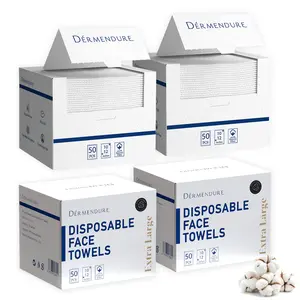 4 Pack - Disposable Face Towels, Disposable Face Towelette, Dry Wipes, Extra Large Size, 100% Natural Fibers, Super-Soft, Extra Absorbent, Makeup Remover, 100% Biodegradable