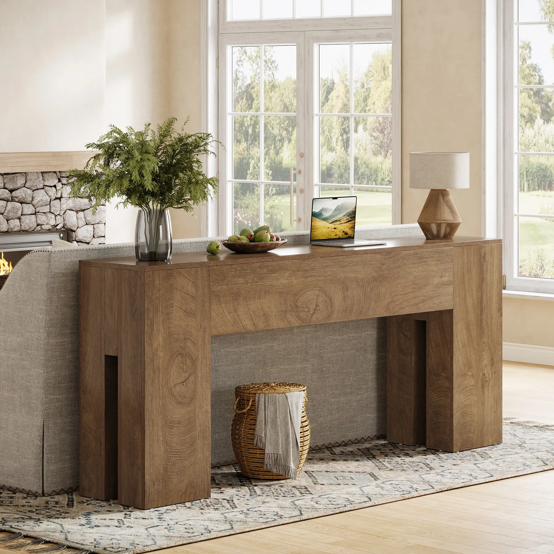 [LIVE ONLY] Tribesigns 71-Inch Console Table for Entryway, Farmhouse Style Sofa Console Behind Couch in Brown
