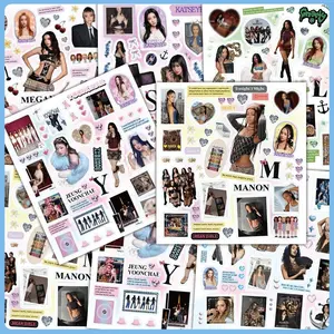 Katseye 12pcs Waterproof Stickers, Decorative iPad Collage, Notebook & Mobile Phone Case Support Materials, Star Peripherals Collection