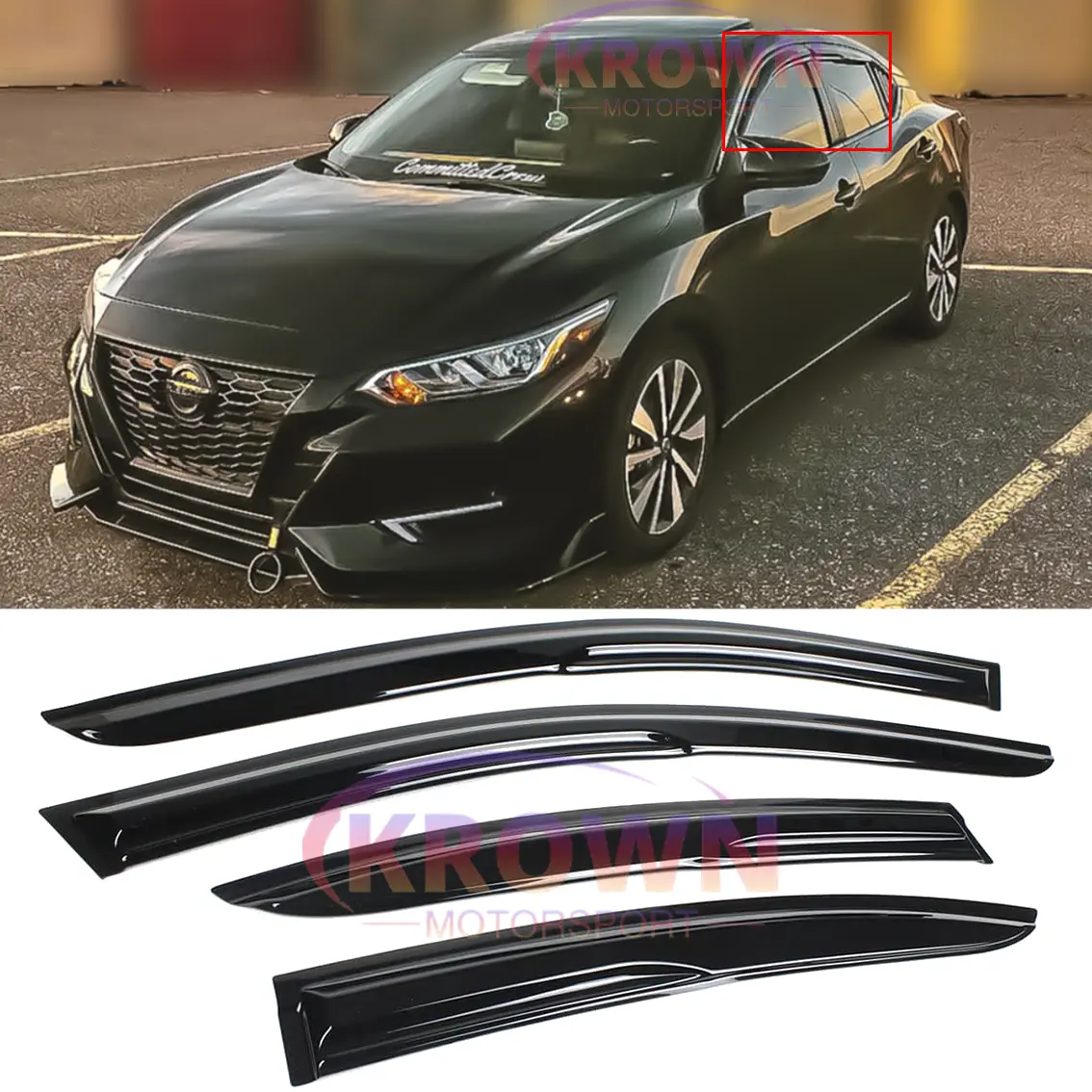 FOR 2020-2025 NISSAN SENTRA 3D WAVY JDM MUGEN STYLE WINDOW VISOR VENT RAIN GUARD