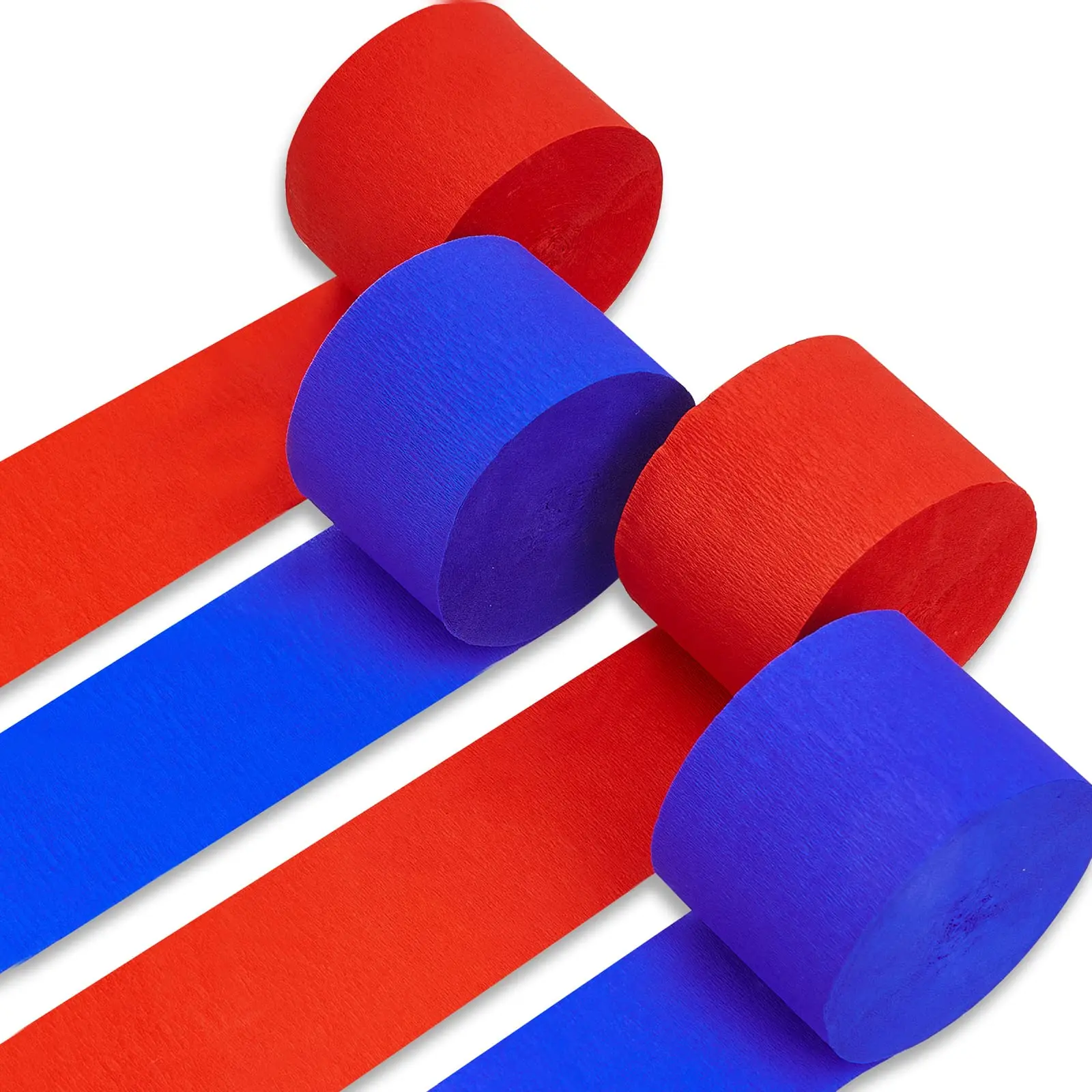 PartyWoo 1.8-Inches Wide Thicker Roll Crepe Paper Streamers, 4-Piece 328ft Pack (82ft Each), Decorations Supplies for Birthday, Baby Shower, Independence Day Parties & Door Decor, Doors