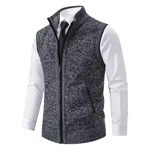 Men's Casual Thermal Knitted Sleeveless Sweater Vest,Men's Knitted Cardigan, For Husband, For Fall outdoor tank top jacket warm sleeveless jacket