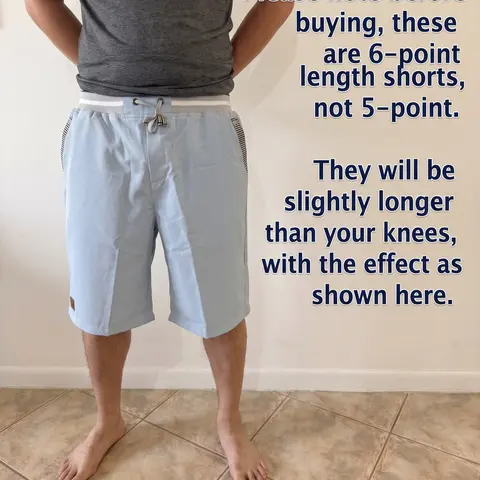 Men’s Summer Woven Casual Bermuda Shorts 2-Pack - Adjustable Elastic Waistband with Drawstring Strap, Striped Pockets, Leather Patch Decoration, Breathable, Outdoor-Ready & Everyday Wear, Outdoor‑Ready Wear