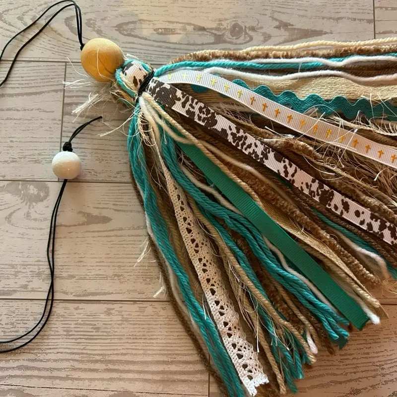 Handmade Cow Print Turquoise Bible Book Tassel Journal Bookmark with Beads Unique Design for Reading Experience Great Gift Idea