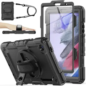 Case for Samsung Galaxy Tab A7 Lite 2021 8.7 ''SM-T220/t225/t227 with screen protector pencil holder [360 Rotating hand strap] & stand, stock drop-proof, Black