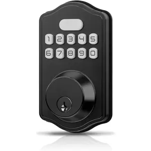 Smart Digital Electronic Deadbolt Door Lock, Keyless Entry, Auto Lock, 100 Custom Codes, Easy Installation, Keypad for Front & Back Door, Residential & Commercial, AT1, Matte Black