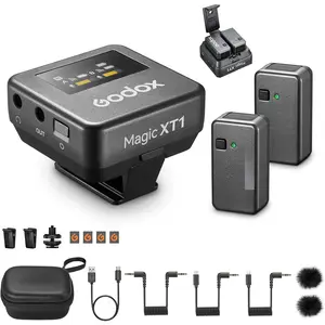 Magic XT1  Microphone for Camera/Android/, 48kHz/24-bit Noise Cancellation   Lavalier Mic with  Case,16 Hour Working time, 656ft Range, Touchscreen Microphone