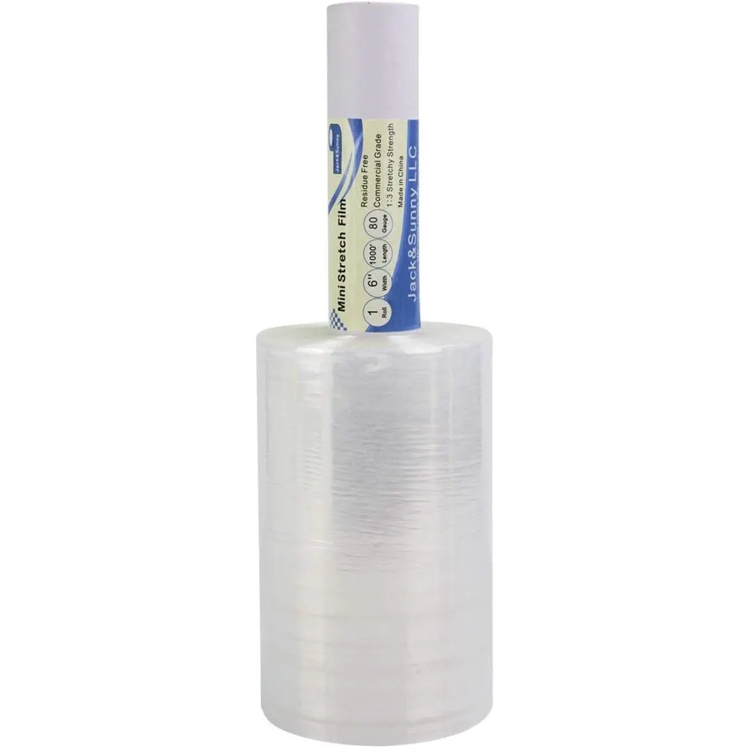 Clear Stretch Wrap 6"*1000' Plastic Wrap Roll for Moving Shipping Wrap,Industrial Strength Shrink Packing Wrap Heavy Duty Stretch Film with Handle