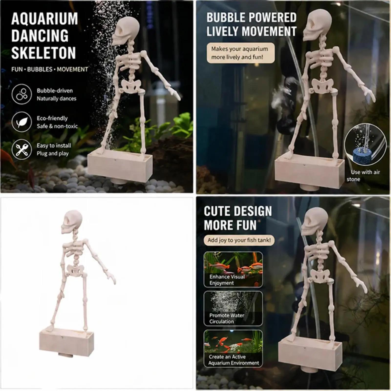 Skeleton Shape Aquarium Bubbler Decoration - Realistic Look Fish Decorations for Tank with Bubbly Effect and Air Hose