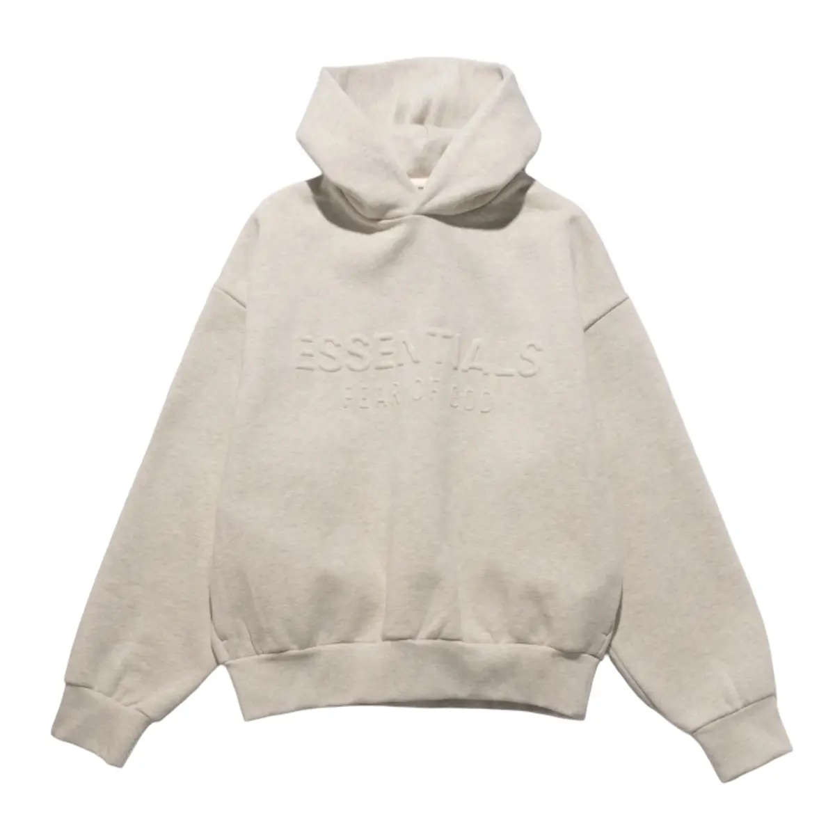 Fear of God Essentials Embossed Essentials Classic Hoodie Oatmeal Heather Men's Fashion Tops New