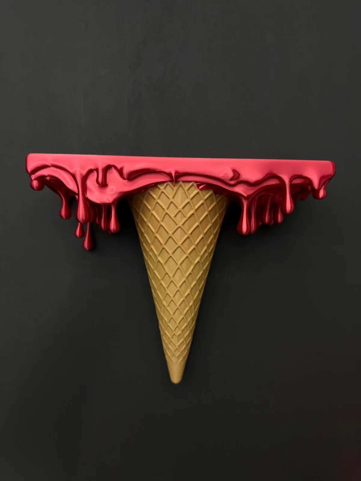 Melting Ice Cream Cone Wall Shelf – Dripping Dessert Floating Shelf, Unique Wall Decor & Display Shelf